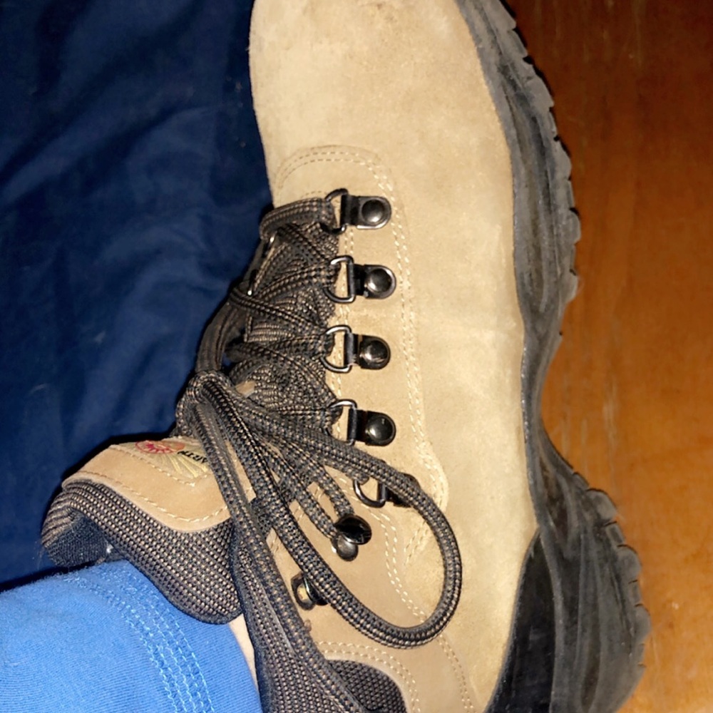 Leather hiking boots